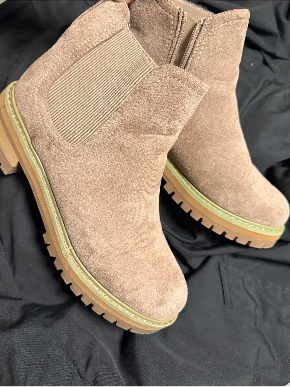 Women’s Taupe Suede Chelsea Lug Boots